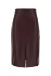 Le Sully Studio Burgundy Synthetic Leather Skirt In Brown