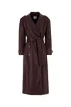 Le Sully Studio Burgundy Synthetic Leather Trench Coat In Burgundy