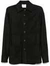 Le Sully Studio Pinstriped Wool Blend Shirt With Patch Pockets In Black