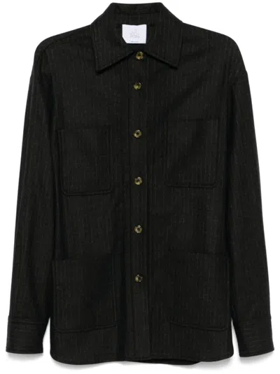 Le Sully Studio Charcoal Grey Pinstriped Wool Blend Eva Shirt