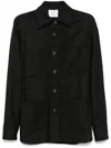 Le Sully Studio Pinstriped Wool Blend Shirt With Patch Pockets In Black