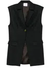 Le Sully Studio Pinstriped Wool Blend Vest With Shoulder Pads In Grey