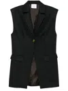 Le Sully Studio Pinstriped Wool Blend Vest With Shoulder Pads