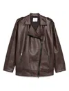 Le Sully Studio Chocolate Brown Vintage Faux Leather Viktor Biker Jacket