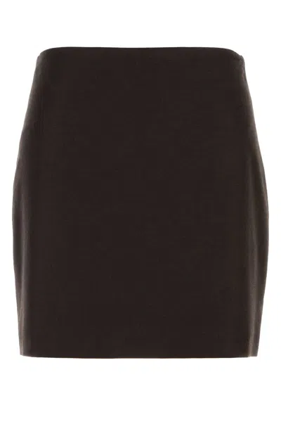 Le Sully Studio Dark Brown Stretch Flannel Mini Skirt