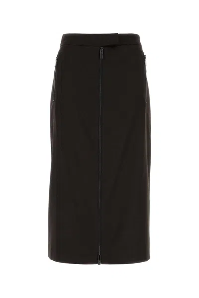 Le Sully Studio Dark Brown Stretch Flannel Mini Skirt For Women