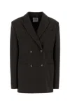 Le Sully Studio Dark Brown Stretch Wool Blend Blazer In Black