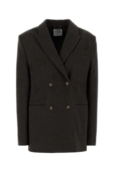 Le Sully Studio Dark Brown Stretch Wool Blend Blazer
