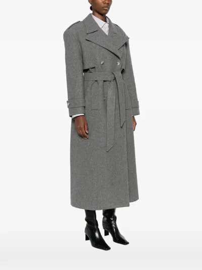Le Sully Studio Double-breasted Belted Coat In Gray