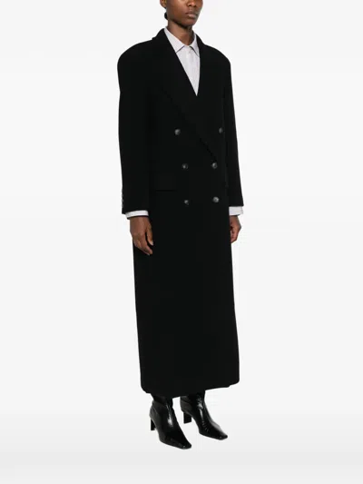 Le Sully Studio Double-breasted Peak-lapel Coat In Black