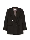 Le Sully Studio Double-breasted Peak-lapels Blazer In Brown