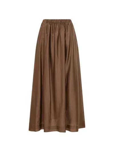 Le Sully Studio Elasticated Waist Maxi Skirt In Brown