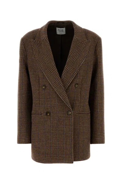 Le Sully Studio Embroidered Checked Flannel Blazer For Women