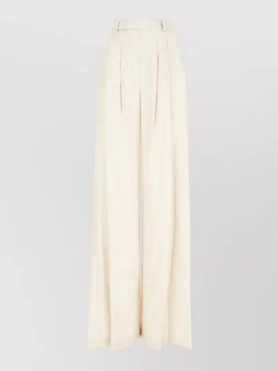 Le Sully Studio Embroidered Polyester Blend Trousers Wide Leg In White