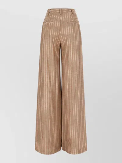 Le Sully Studio Embroidered Polyester Blend Wide Leg Trousers In Brown