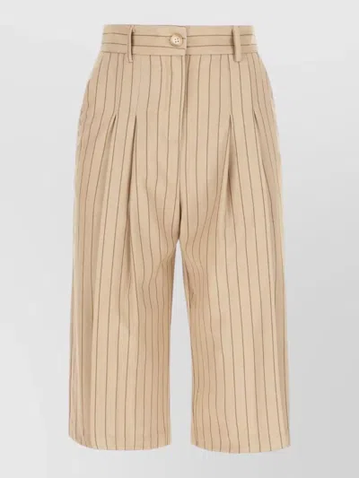 Le Sully Studio Embroidered Stretch Bermuda Shorts Polyester Blend In Brown