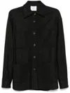 Le Sully Studio Pinstriped Wool Blend Shirt With Patch Pockets In Black