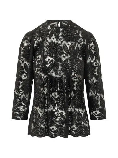 Le Sully Studio Floral-lace Blouse In Black