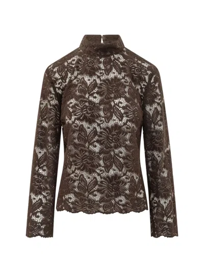 Le Sully Studio Floral-lace High-neck Blouse In Multi