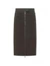 Le Sully Studio Front-zip Pencil Midi Skirt In Brown