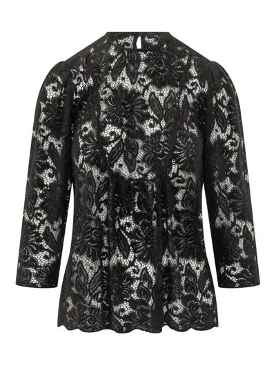 Le Sully Studio Lace-trim Studio Shirt In Black