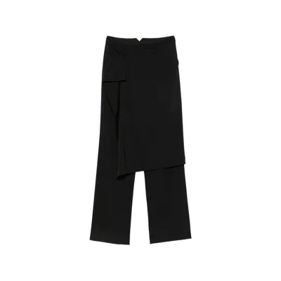 Le Sully Studio Layered Panel Virgin Wool Trousers In Black