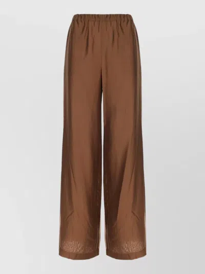 Le Sully Studio Lightweight Wide Leg Tailored Trousers In Brown