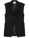Le Sully Studio Pinstriped Wool Blend Vest With Shoulder Pads