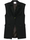 Le Sully Studio Pinstriped Wool Blend Vest With Shoulder Pads In Grey