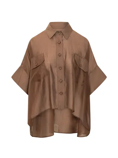 Le Sully Studio Oversized Pocket Shirt In Brown