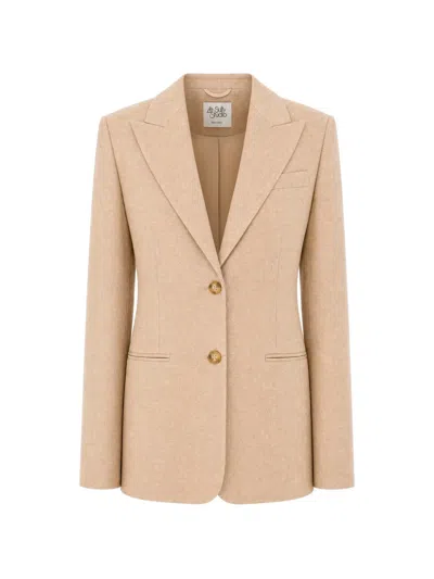 Le Sully Studio Peak-lapels Single-breasted Blazer In Neutral