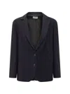 Le Sully Studio Pinstripe Button Jacket In Blue