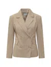 Le Sully Studio Pinstripe Double-breasted Jacket In Neutral