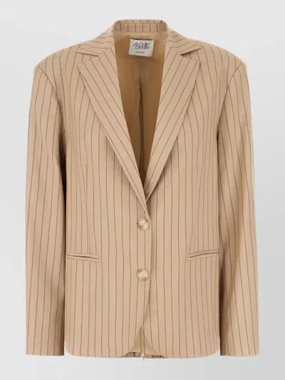 Le Sully Studio Pinstripe Jacket And Gilet Long Sleeves In Neutral