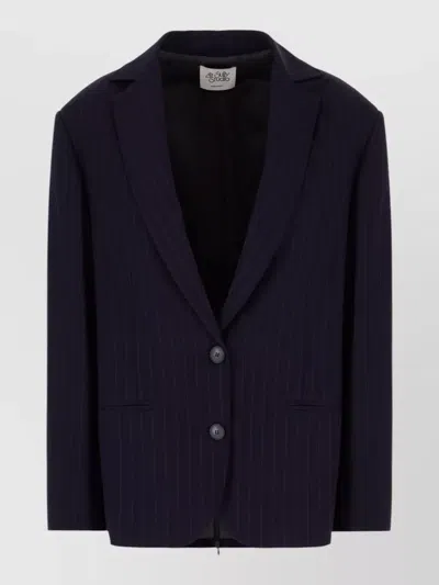 Le Sully Studio Pinstripe Jacket And Gilet Notched Lapels Pockets In Blue
