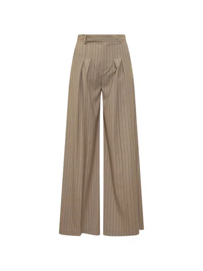 Le Sully Studio Pinstripe Pleated Trousers In Neutral