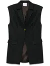 Le Sully Studio Pinstriped Wool Blend Vest With Shoulder Pads In 灰色