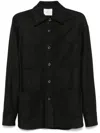 Le Sully Studio Pinstriped Wool Blend Shirt With Patch Pockets In Black