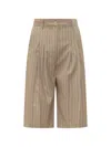 Le Sully Studio Pinstriped Shorts In Neutral