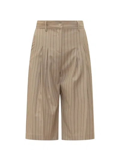 Le Sully Studio Pinstriped Shorts In Neutral