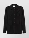Le Sully Studio Pinstriped Wool Blend Shirt With Patch Pockets In Black