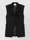 Le Sully Studio Pinstriped Wool Blend Vest With Shoulder Pads In Black