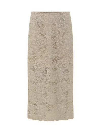 Le Sully Studio Pizzo Skirt In Neutral