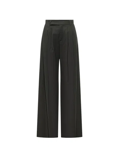 Le Sully Studio Pleated Wide-leg Trousers In Black