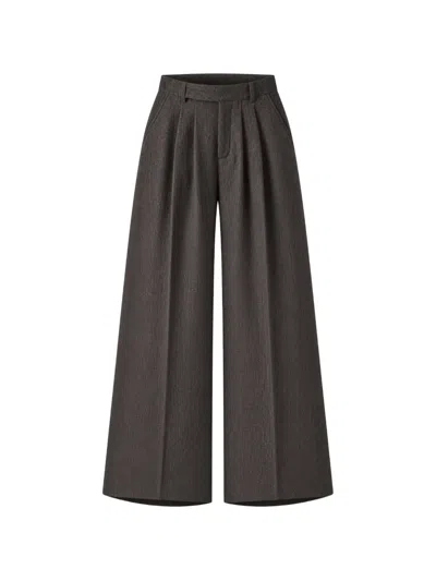 Le Sully Studio Pleated Wide-leg Trousers In Brown