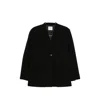 Le Sully Studio Single-breasted Collarless Coat In Black