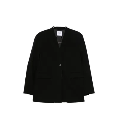 Le Sully Studio Single-breasted Collarless Coat In Black
