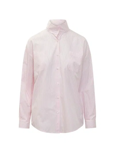 Le Sully Studio Striped Collared Shirt In Pink