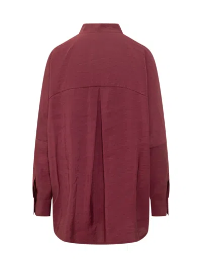 Le Sully Studio Studio Over-shirt With Neck Detail In Bordeaux