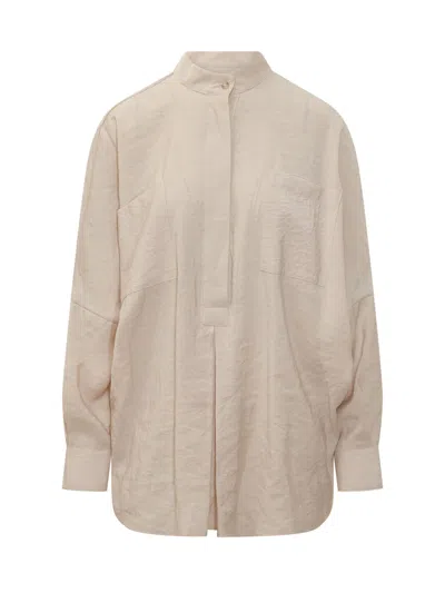 Le Sully Studio Studio Shirt With Neck Corset In Neutral